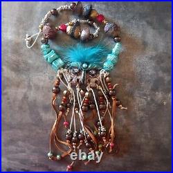Comanches tribe natives america ethnic necklace primitive jewelry owl feathers 1