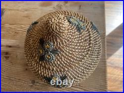 Coushatta Native American Pine Needle Raffia Coil Basket Dome Lid 10Wx9.5HRARE