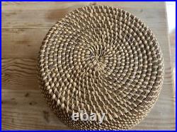 Coushatta Native American Pine Needle Raffia Coil Basket Dome Lid 10Wx9.5HRARE
