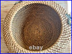 Coushatta Native American Pine Needle Raffia Coil Basket Dome Lid 10Wx9.5HRARE