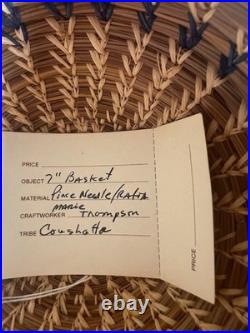 Coushatta Native American Pine Needle Raffia Coil Basket Dome Lid 7 inch RARE