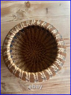 Coushatta Native American Pine Needle Raffia Coil Basket Dome Lid 7 inch RARE
