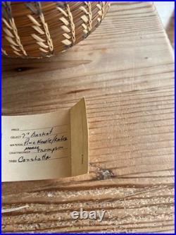 Coushatta Native American Pine Needle Raffia Coil Basket Dome Lid 7 inch RARE