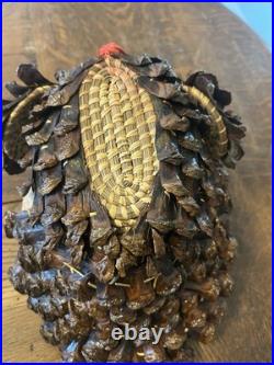 Coushatta Native American Pine Needle Raffia Coil Turkey Basket Rare