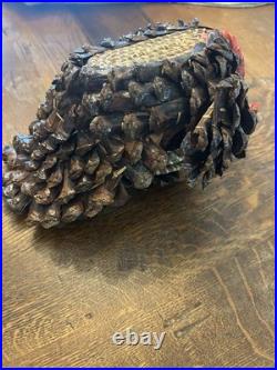 Coushatta Native American Pine Needle Raffia Coil Turkey Basket Rare