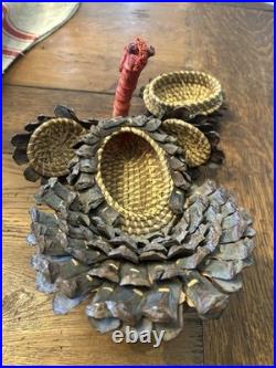 Coushatta Native American Pine Needle Raffia Coil Turkey Basket Rare