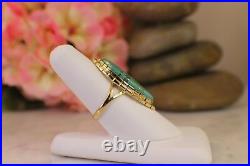 DV Eriacho Solid 14K Yellow Gold & Turquoise Ring size 8 Ed RARE Navajo Marquise