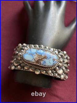 Darryl Becenti Sterling Silver Golden Hill Turquoise Cuff Bracelet. Navajo. Rare