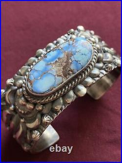Darryl Becenti Sterling Silver Golden Hill Turquoise Cuff Bracelet. Navajo. Rare