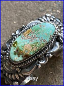 Darryl Becenti Sterling Silver Green Royston Turquoise Cuff Bracelet Navajo Rare
