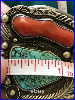 Dead Pawn Tom Willetto Navajo Cuff Signed Rare Piece 1960s Turquoise Coral
