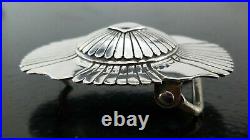 EDDY CHACO Vintage 70s Navajo Sterling Silver Domed Sunburst Belt Buckle (Rare)