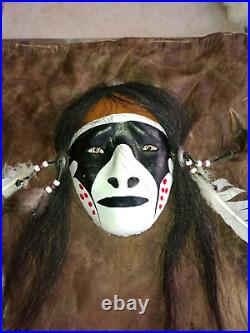 EX LARGE Native American Indian Face Head Large Mask EX RARE Vintage Wall Art