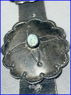 Earlier Very Rare Vintage Navajo Turquoise Sterling Silver Concho Belt