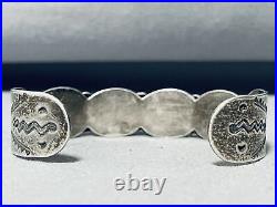 Early 1900's Very Rare Vintage Navajo Green Turquoise Sterling Silver Bracelet