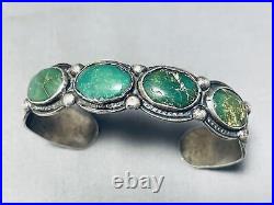Early 1900's Very Rare Vintage Navajo Green Turquoise Sterling Silver Bracelet