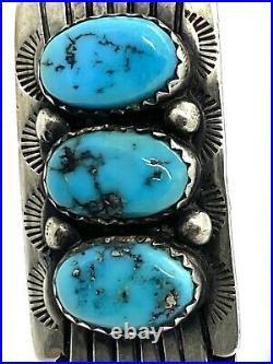 Early Rare Native American Sterling Silver 925 Turquoise Long Hat Band 84.14g