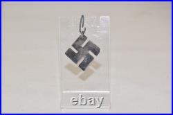 Early Rare Navajo Coin Silver Whirling Logs Turquoise Pendant Hand Stamped