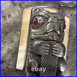 Ed Archie Noisecat Huge Sterling Beaver Necklace. Rare/Wonderful Native American