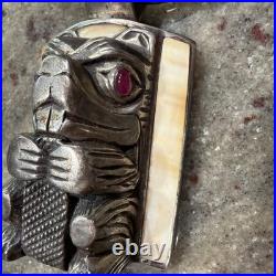 Ed Archie Noisecat Huge Sterling Beaver Necklace. Rare/Wonderful Native American