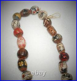 Estate 26 Rare Plains Indian Pottery Beaded Necklace C. 1930 32 Beads