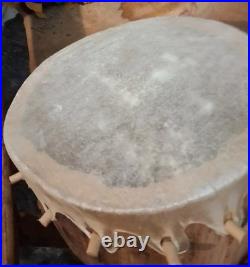 Excellent Vintage Native American Rawhide Peg Drum Rare Htf