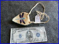 Extra Rare Native American Quilled Leather, Medicine Bundle Pouch, Sd-03681