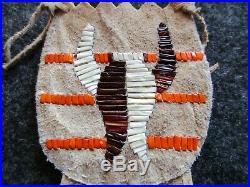 Extra Rare Native American Quilled Leather, Medicine Bundle Pouch, Sd-03682