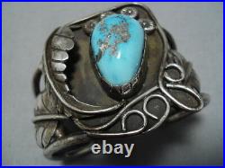 Extremely Rare Vintage Navajo Persin Turquoise Native American Bracelet Old