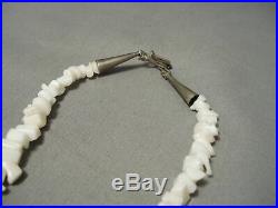 Extremely Rare Vintage Navajo White Angel Coral Sterling Silver Necklace Old