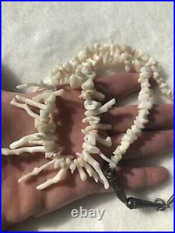 Extremely Rare Vintage Navajo White Angel Skin Coral Sterling Silver Necklace