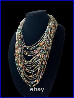 Extremely rare? Murano Multi Strand Colored Glass Necklace? 30 Inch's