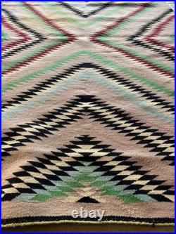 FABULOUS VINTAGE 1940s NAVAJO RARE AND FINE COLORFUL HANDMADE RUG 33 X 54