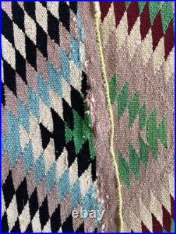 FABULOUS VINTAGE 1940s NAVAJO RARE AND FINE COLORFUL HANDMADE RUG 33 X 54