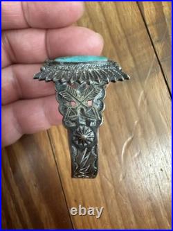 FRED HARVEY Era Turquoise & Sterling Arrows Cuff Bracelet Rare Vintage