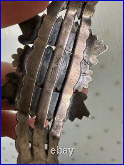 FRED HARVEY Era Turquoise & Sterling Arrows Cuff Bracelet Rare Vintage