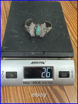 FRED HARVEY Era Turquoise & Sterling Arrows Cuff Bracelet Rare Vintage