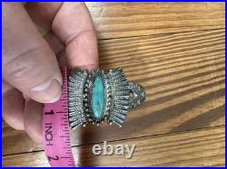 FRED HARVEY Era Turquoise & Sterling Arrows Cuff Bracelet Rare Vintage
