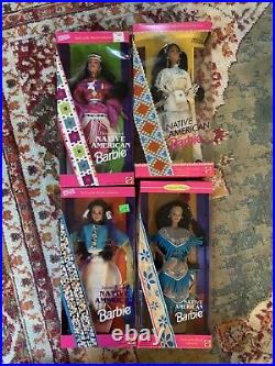 Four 1990s Native American Barbie Dolls RARE NIB Collectors Edition