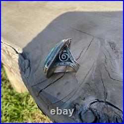 Fransisco Gomez Sterling Silver Turquoise Carved Ring Rare Native American Theme