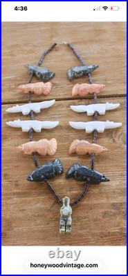 GIANT RARE Santo Domingo Pueblo Hand Strung and Hand Carved Fetish Necklace