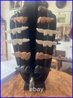 GIANT RARE Santo Domingo Pueblo Hand Strung and Hand Carved Fetish Necklace