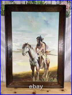 Gorgeous Rare Original Anthony Veccio Oil Painting Of A Native American Warrior