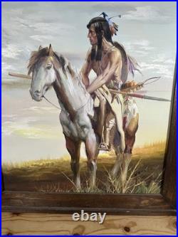 Gorgeous Rare Original Anthony Veccio Oil Painting Of A Native American Warrior