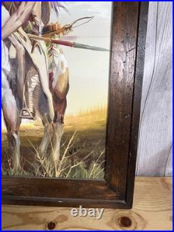 Gorgeous Rare Original Anthony Veccio Oil Painting Of A Native American Warrior