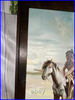 Gorgeous Rare Original Anthony Veccio Oil Painting Of A Native American Warrior