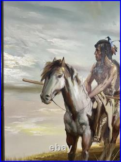 Gorgeous Rare Original Anthony Veccio Oil Painting Of A Native American Warrior