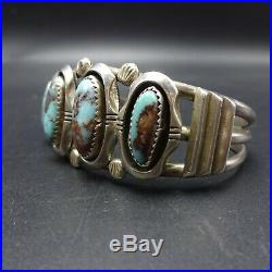 Gorgeous Vintage NAVAJO Sterling Silver and RARE BISBEE TURQUOISE Cuff BRACELET