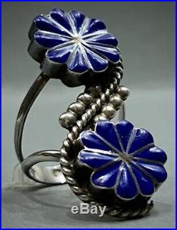 HUGE LONG Vintage ZUNI Native American Sterling Silver Inlay Ring RARE