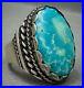HUGE-THICK-RARE-Vintage-Navajo-Turquoise-Sterling-Silver-Ring-18-Grams-01-iuy